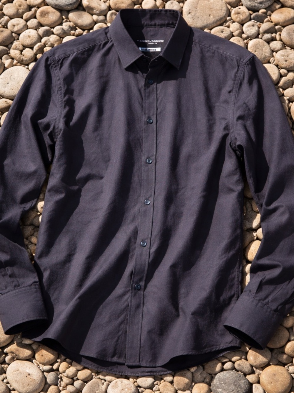 Dolce & Gabbana Men's Dark Navy Blue Long-Sleeve Dress Shirt